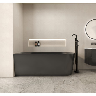 CERANO - Voľne stojaca akrylátová vaňa Bianco, ľavá - čierna matná - 170x80 cm