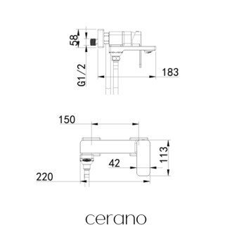 CERANO - Vaňová nástenná batéria Zenira - chróm