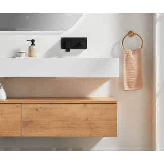 CERANO - Umývadlo z liateho mramoru Piano - nástenné - biela matná - 153x44 cm