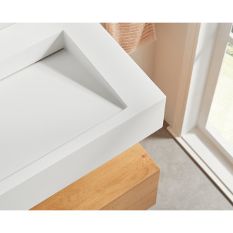 CERANO - Umývadlo z liateho mramoru Piano - nástenné - biela matná - 153x44 cm