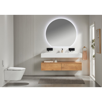 CERANO - Umývadlo z liateho mramoru Piano - nástenné - biela matná - 153x44 cm