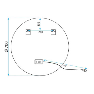 Rea REA Zrkadlo LED 70cm čierna HOM-05513 HOM-05513