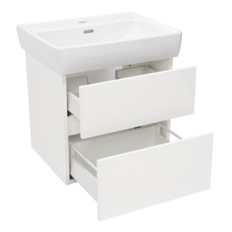 Kúpeľňová skrinka s keramickým umývadlom Laufen Naturel Project 52,5x51x45,3 cm biela lesk PROJECT260BI