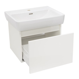 Kúpeľňová skrinka s keramickým umývadlom Laufen Naturel Project 52,5x40x45,3 cm biela lesk PROJECT60BI