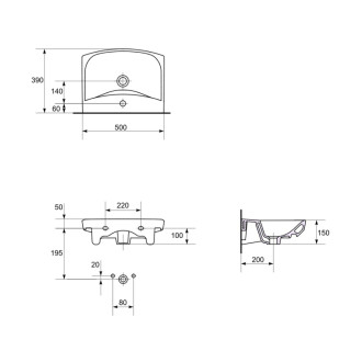 Cersanit Carina umývadlo 50 s otvorom K31-004