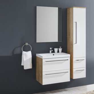 Bino, kúpeľňová skrinka, umývadlo z lit. mram, 110x578x460 mm, biela / dub Arlington CN672M