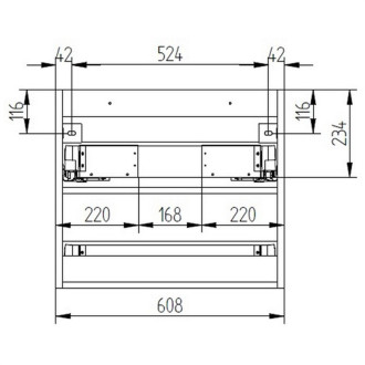 Mereo Aira desk kúpeľňová skrinka, spodná, šedá, 2 zásuvky, push, 610x530x460 mm CN730S