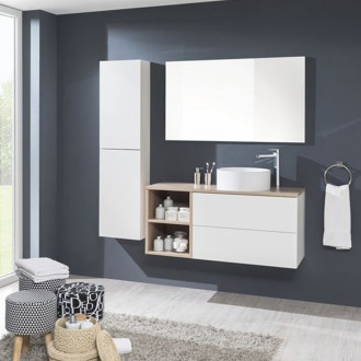 Aira, kúpeľňová skrinka 1008x528x465 mm, spodná, šedá lesk, push, 2 zásuvky CN732S