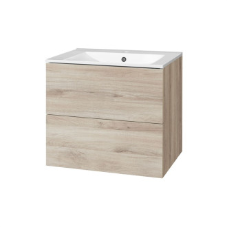 Aira, kúpeľňová skrinka s keramickým umývadlom 610x548x465 mm, spodná, dub Kronberg CN720