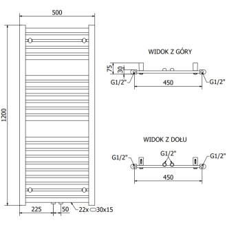 HADES vykurovacie teleso 1200x500, 562 W, čierna W104-1200-500-00-70