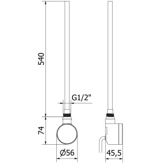 Elektrická vykurovacia tyč s termostatom FA-D22 600W - čierna W955-0600-70