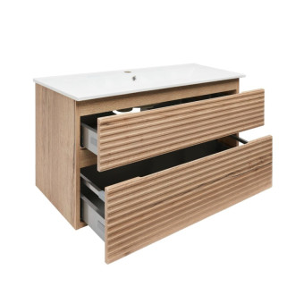 Kúpeľňová skrinka 2 zásuvková s umývadlom Naturel Savona 98x53x44, 8 cm dub Halifax mat SAVONA2100DH