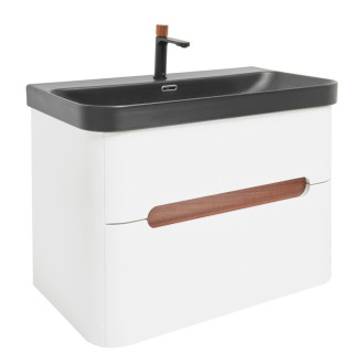 Kúpeľňová skrinka s umývadlom a batériou SAT Fusion 77,5x53x45 cm biela matná mat SATFUSION280WBKMBA