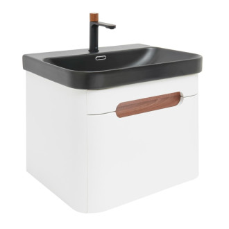 Kúpeľňová skrinka s umývadlom a batériou SAT Fusion 57,5x43x45 cm biela matná mat SATFUSION60WBKMBA