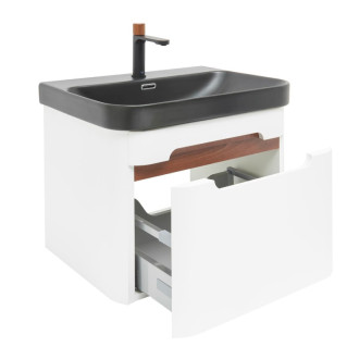 Kúpeľňová skrinka s umývadlom a batériou SAT Fusion 57,5x43x45 cm biela matná mat SATFUSION60WBKMBA