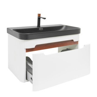 Kúpeľňová skrinka s umývadlom a batériou SAT Fusion 77,5x43x45 cm biela matná mat SATFUSION80WBKMBA