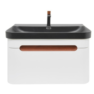 Kúpeľňová skrinka s umývadlom a batériou SAT Fusion 77,5x43x45 cm biela matná mat SATFUSION80WBKMBA