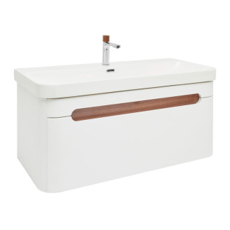 Kúpeľňová skrinka s umývadlom a batériou SAT Fusion 97,5x43x45 cm biela matná mat SATFUSION100WMWBA