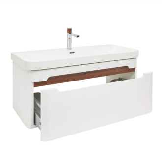 Kúpeľňová skrinka s umývadlom a batériou SAT Fusion 97,5x43x45 cm biela matná mat SATFUSION100WMWBA