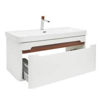 Kúpeľňová skrinka s umývadlom a batériou SAT Fusion 97,5x43x45 cm biela matná mat SATFUSION100WUBA