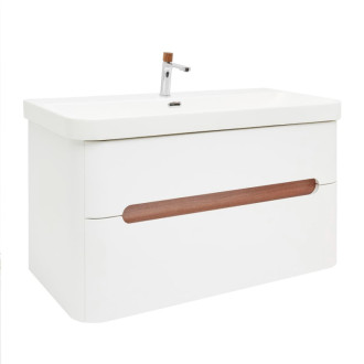 Kúpeľňová skrinka s umývadlom a batériou SAT Fusion 97,5x53x45 cm biela matná mat SATFUSION2100WMWBA