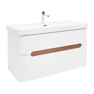 Kúpeľňová skrinka s umývadlom a batériou SAT Fusion 97,5x53x45 cm biela matná mat SATFUSION2100WUBA