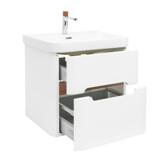 Kúpeľňová skrinka s umývadlom a batériou SAT Fusion 57,5x53x45 cm biela matná mat SATFUSION260WMWBA