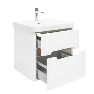 Kúpeľňová skrinka s umývadlom a batériou SAT Fusion 57,5x53x45 cm biela matná mat SATFUSION260WUBA