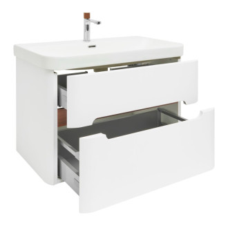 Kúpeľňová skrinka s umývadlom a batériou SAT Fusion 77,5x53x45 cm biela matná mat SATFUSION280WMWBA