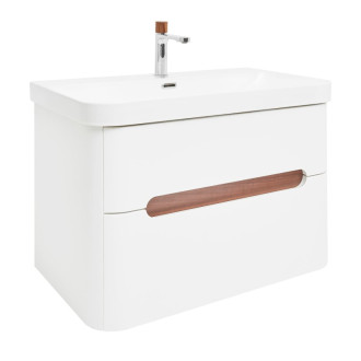 Kúpeľňová skrinka s umývadlom a batériou SAT Fusion 77,5x53x45 cm biela matná mat SATFUSION280WUBA