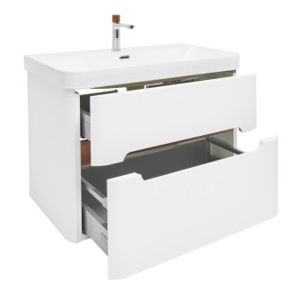 Kúpeľňová skrinka s umývadlom a batériou SAT Fusion 77,5x53x45 cm biela matná mat SATFUSION280WUBA