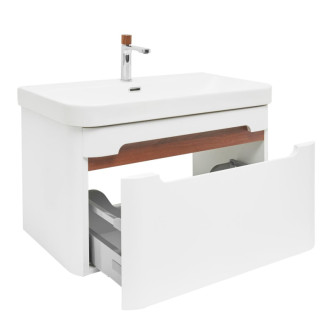 Kúpeľňová skrinka s umývadlom a batériou SAT Fusion 77,5x43x45 cm biela matná mat SATFUSION80WMWBA