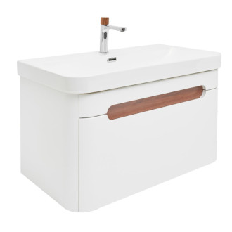 Kúpeľňová skrinka s umývadlom a batériou SAT Fusion 77,5x43x45 cm biela matná mat SATFUSION80WUBA