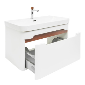 Kúpeľňová skrinka s umývadlom a batériou SAT Fusion 77,5x43x45 cm biela matná mat SATFUSION80WUBA