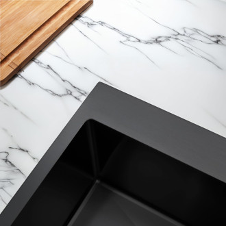 Oceľový drez Fin Black