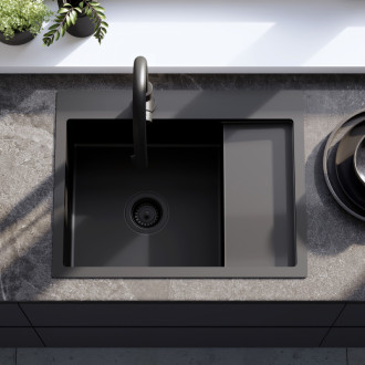 Oceľový drez Fin Black