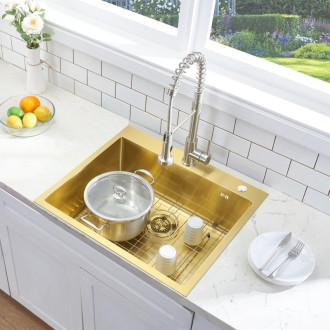 Oceľový drez Liam BRUSH GOLD