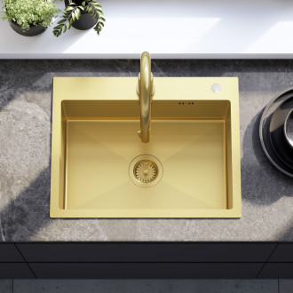 Oceľový drez Liam BRUSH GOLD