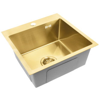 Oceľový drez Leo 40 BRUSH GOLD