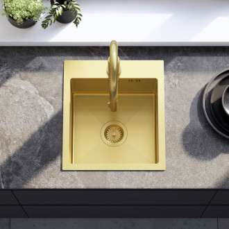 Oceľový drez Leo 40 BRUSH GOLD