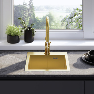 Oceľový drez Leo 40 BRUSH GOLD