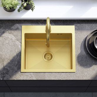 Oceľový drez Leo 50 BRUSH GOLD