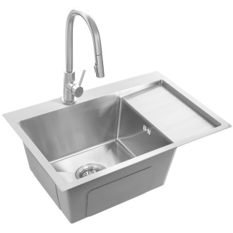 Oceľový drez Fín BRUSH NICKEL