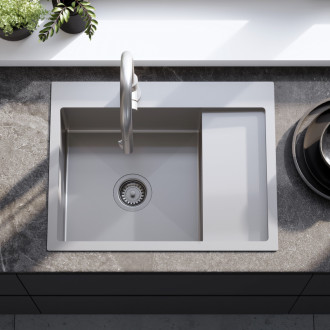 Oceľový drez Fín BRUSH NICKEL