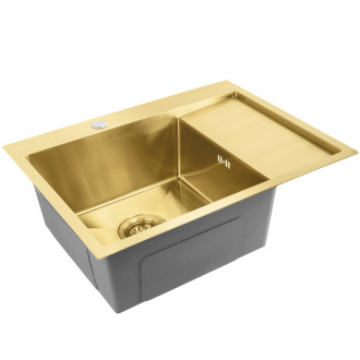 Oceľový drez Fín BRUSH GOLD