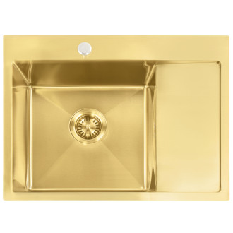 Oceľový drez Fín BRUSH GOLD