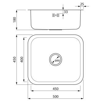 Nerezový vstavaný drez 50x18x45cm