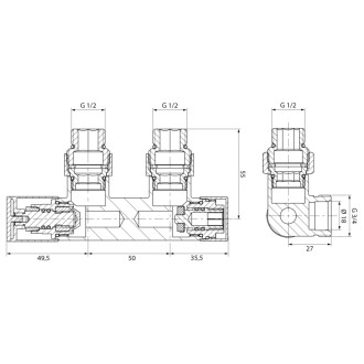 R-START pripojovacia sada ventilov pre stredové pripojenie, čierna mat