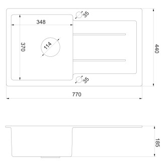 Granitový vstavaný drez s odkvapom, 77x44cm, béžová