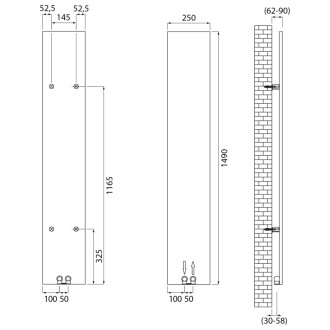 SMARTELLA vykurovacie teleso 250x1490mm, čierna mat